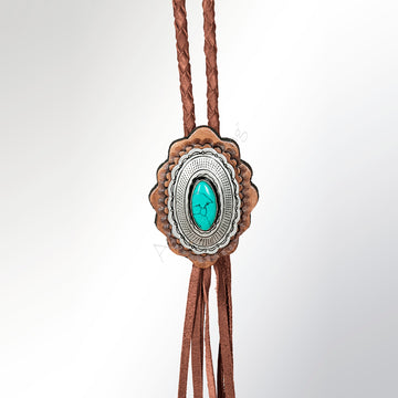 American Darling ADJW106C Braided Genuine Leather Jewelry Necklace with Concho
